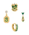 Girls Crew Harry Potter Slytherin House Crystal Earring Set In Gold