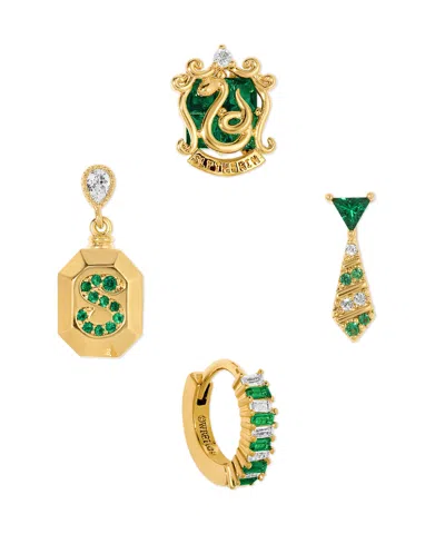Girls Crew Harry Potter Slytherin House Crystal Earring Set In Gold