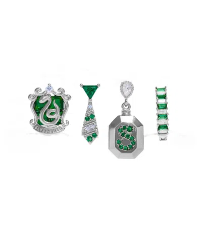 Girls Crew Harry Potter Slytherin House Crystal Earring Set In Silver