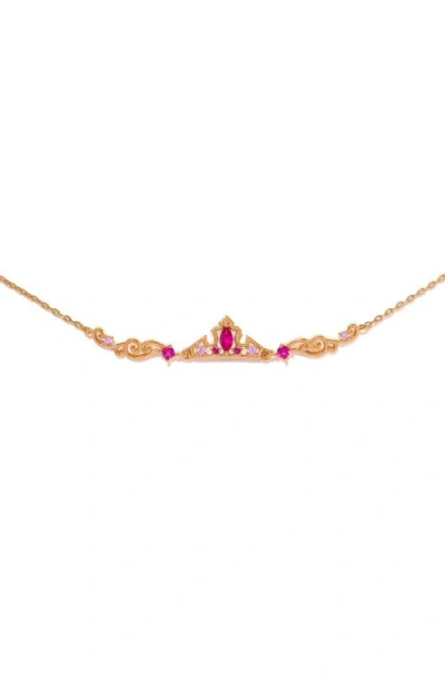 Girls Crew Crystal Disney Princess Sleeping Beauty Aurora Crown Bracelet In Gold