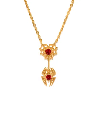 Girls Crew Marvel's Spider-man Crystal Web Of Love Necklace In Gold