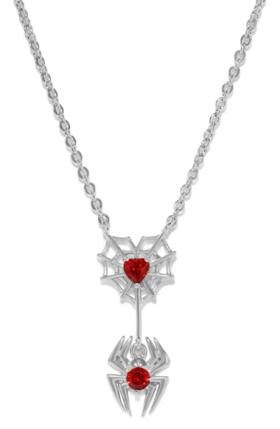 Girls Crew Marvel Spider-man Web Of Love Pendant Necklace In Silver