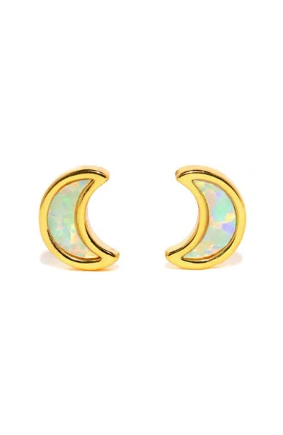 Girls Crew Mini Moon Stud Earrings In Gold