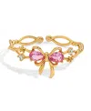 Girls Crew Pink Faux Cubic Zirconia Pretty In Pink Bow Ring In Gold