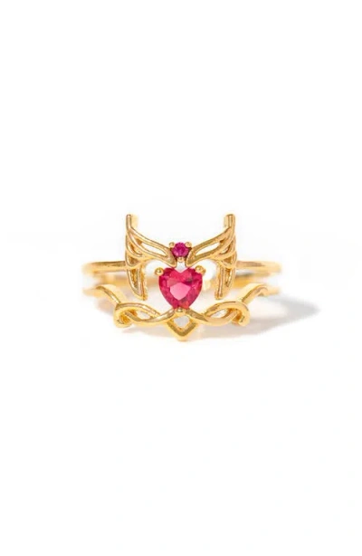 Girls Crew X Marvel Studios Scarlet Witch Ring Set In Gold