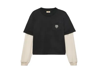 Pre-owned Girls Don't Cry X Cherry Boxy Pocket Thermal Long Sleeve Top In Black