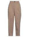 Gironacci Woman Pants Khaki Size 10 Cotton, Elastane In Beige