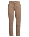 Gironacci Woman Pants Khaki Size 6 Cotton, Elastane In Sand