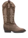 Gisel Moire 20mm Leaf-detail Suede Boots In Brown