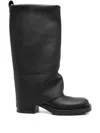 Gisel Moire 40mm Manchester Slouchy Leather Biker Boots In Black