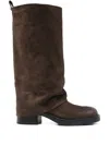 Gisel Moire 40mm Slouchy Suede Boots In Brown