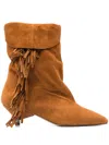 Gisel Moire Ariana Low Heels Ankle Boots In Brown