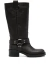 Gisel Moire 50mm Blackpool Biker Boots In Black