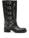 Gisel Moire 50mm Buckle-detail Boots In Black