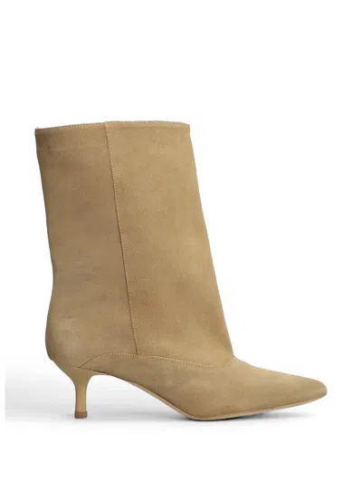 Gisel Moire 50mm Dana Pointed-toe Kitten-heel Ankle Boots In Neutral