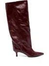 Gisel Moire 50mm Matilda Pointed Knee-high Boots In Red