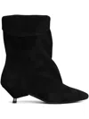 Gisel Moire Miriam Low Heels Ankle Boots In Black