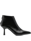 Gisel Moire 75mm Pointed-toe Leather Boots In Black