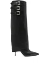 Gisel Moire 90mm Buckle-detail Calf-leather Boots In Black
