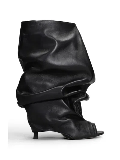 Gisel Moire 90mm Camy Peep-toe Ankle Boots In Black