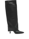Gisel Moire 90mm Emily Pointed-toe Knee-high Boots In Black