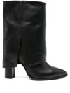 Gisel Moire 90mm Foldover Leather Ankle Boots In Black