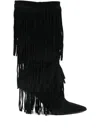 Gisel Moire 90mm George Fringed Pointed-toe Boots In Black