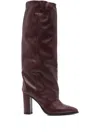Gisel Moire 90mm Pointed Leather Boots In Red