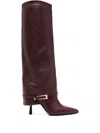 Gisel Moire 90mm Samantha Buckle-detail Slouch Boots In Burgundy