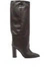 Gisel Moire 95mm Calf Leather Knee-high Boots In Brown
