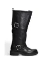 Gisel Moire America Buckle-strap Boots In Multi