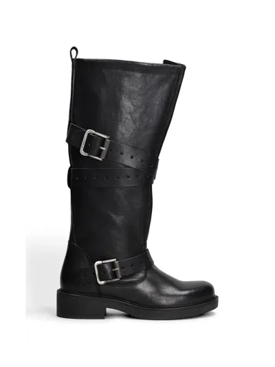 Gisel Moire America Buckle-strap Boots In Multi