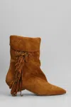 Gisel Moire Ariana Low Heels Ankle Boots In Leather Color