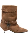 Gisel Moire Ariel Braided Buckle Boots In Brown
