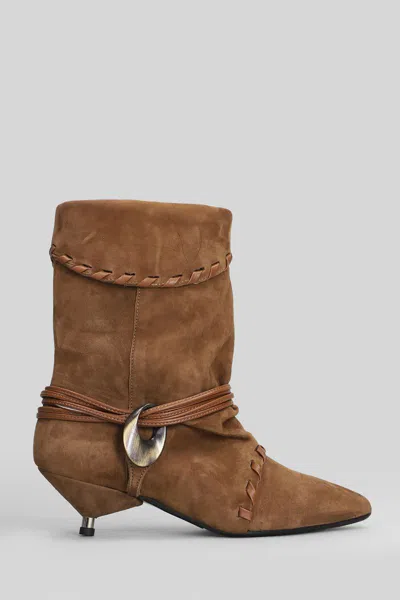 Gisel Moire Ariel High Heels Boots In Brown