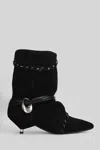 Gisel Moire Ariel Low Heels Ankle Boots In Black