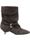 Gisel Moire Ariel Strap-detail Boots In Brown