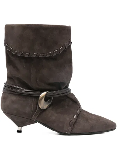 GISEL MOIRE ARIEL STRAP-DETAIL BOOTS
