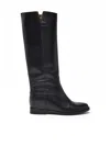 Gisel Moire Black Leather Boots In Multi