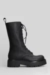 Gisel Moire Bochum Combat Boots In Black