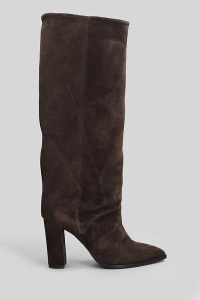 Gisel Moire Dixi High Heels Boots In Brown