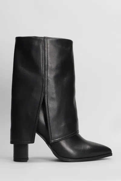 Gisel Moire Ducie High Heels Ankle Boots In Black