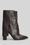 Gisel Moire Ducie High Heels Ankle Boots In Brown