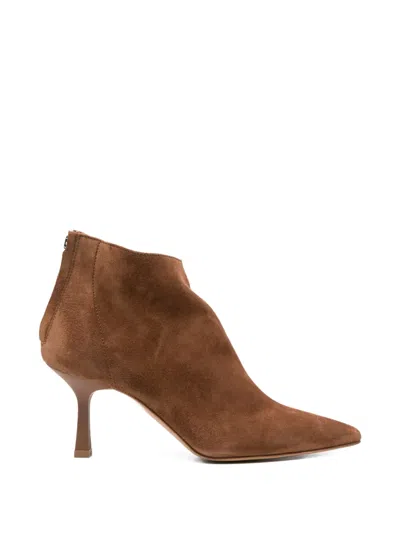 Gisel Moire Elise Zip Boots In Brown