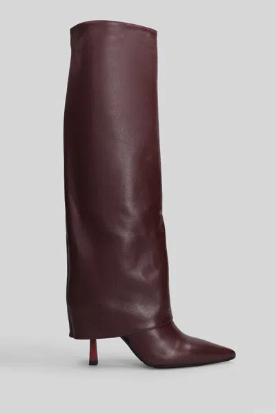 Gisel Moire Emily Low Heels Boots In Brown