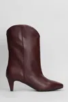 Gisel Moire Enea Low Heels Ankle Boots In Burgundy