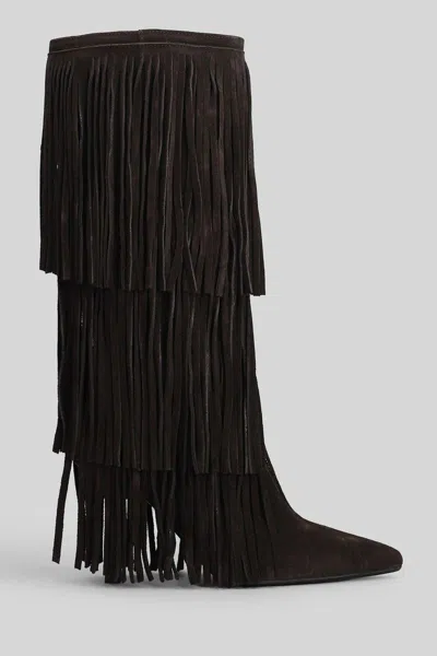 Gisel Moire George High Heels Boots In Brown