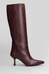 Gisel Moire Gilda High Heels Boots In Burgundy