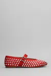Gisel Moire Crystal-embellished Flat Pumps In Red