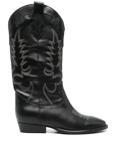Gisel Moire Guatemala Cowboy Boots In Black